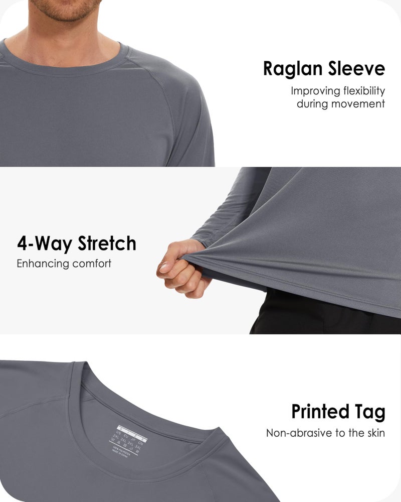 Boladeci Mens Long Sleeve T Shirts UPF 50+ UV Protection Clothing Sun SPF Shirts Loose Fit Moisture Wicking Performance Summer Swim Shirts(Dark Gray) - Image 5